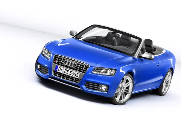 Audi, Auto, Blue, Convertible, Logo, Grille, Lights, The front
