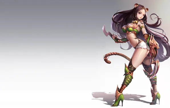 Girl, the game, art, costume, tigress, assassin