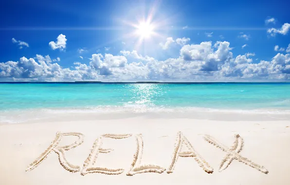 Sand, sea, wave, beach, summer, the sky, the sun, shore