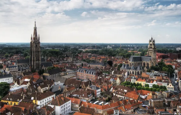 Home, panorama, Belgium, Bruges, Belfort
