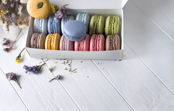 Picture colorful, box, flowers, french, macaron, macaroon