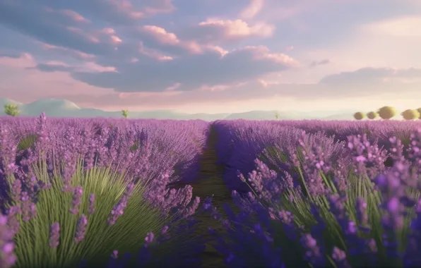 Field, summer, landscape, flowers, nature, lavender, plantation, lavender field
