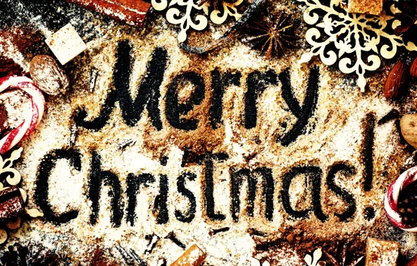 Decoration, New Year, Christmas, sugar, nuts, cinnamon, Christmas, wood