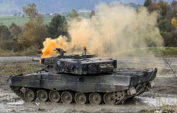 Tank, exercises, Leopard 2A4, Leopard 2A4, smokescreen