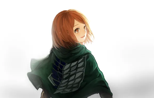 Picture look, girl, smile, cloak, art, Shingeki no Kyojin, petra ral, medllia