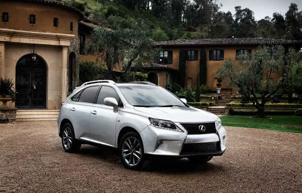 Picture trees, house, Lexus, silver, jeep, Lexus, 350, crossover