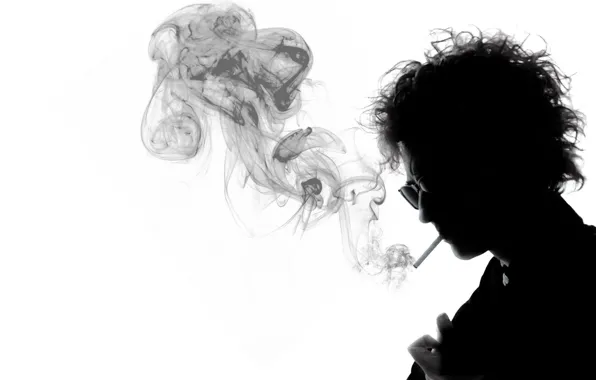 Picture black and white, smoke, cigarette, musician, great, Bob Dylan, Bob Dylan, folk