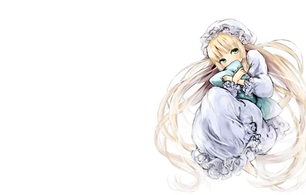 Picture pillow, white background, cap, long hair, ruffles, gosick, Victorica de Blois