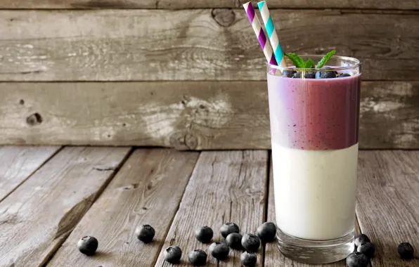 Glass, milk, blueberries, cocktail, drink, tube, drink, vanilla