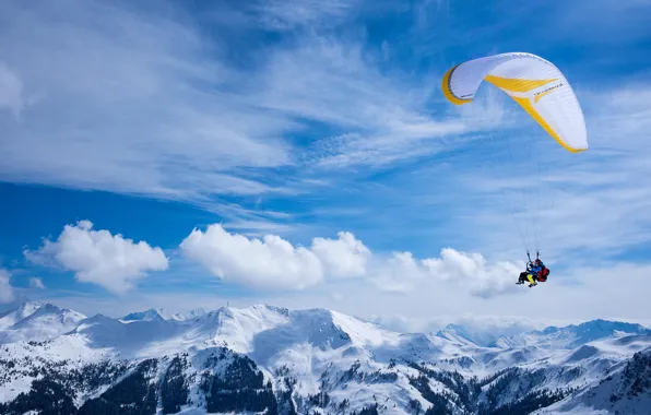 Picture pilot, paraglider, tandem, extreme sports