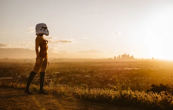 United States, sunset, jump, California, downtown, Stormtrooper, Los Angels