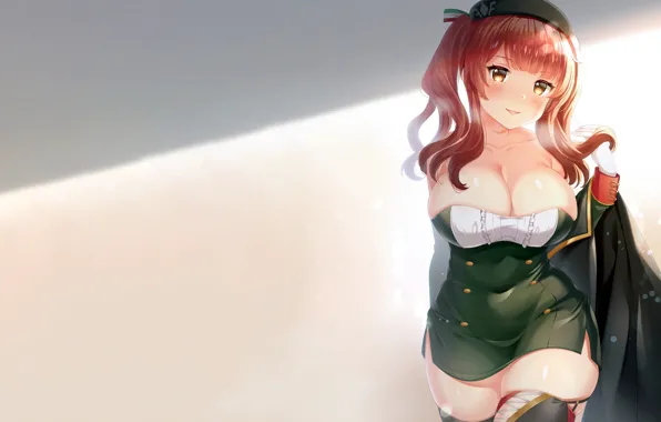 Picture girl, sexy, cleavage, thighhighs, long hair, dress, boobs, anime