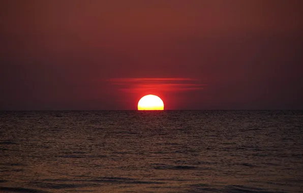 Landscape, the ocean, horizon, Sunset, Sri Lanka, Bentota Beach