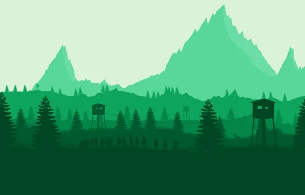 Mountains, The game, Forest, View, People, Hills, Landscape, Silhouettes