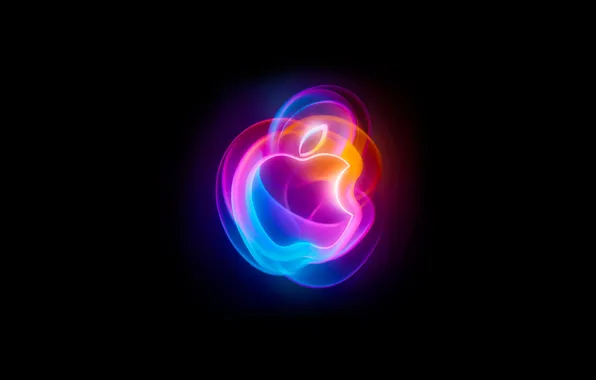 Picture Apple, Apple, Black Background, Logo, Logo, time, Event, 2024