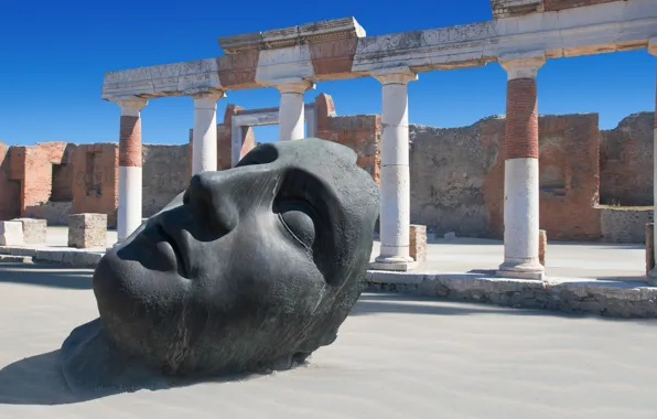 Mask, Italy, the ruins, column, Pompeii