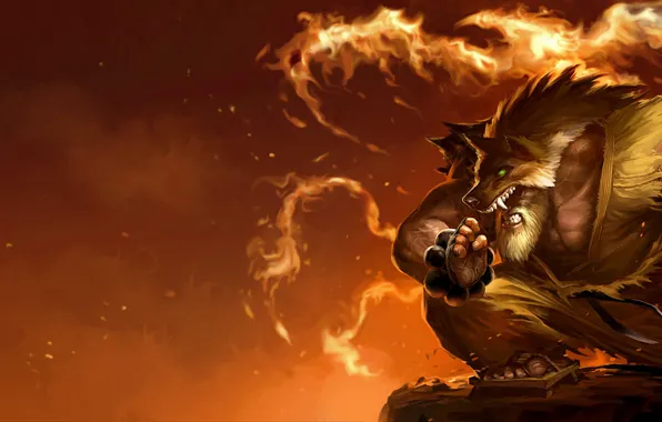 Fire, fantasy, skin, male, League of Legends, Riot Games, Udyr