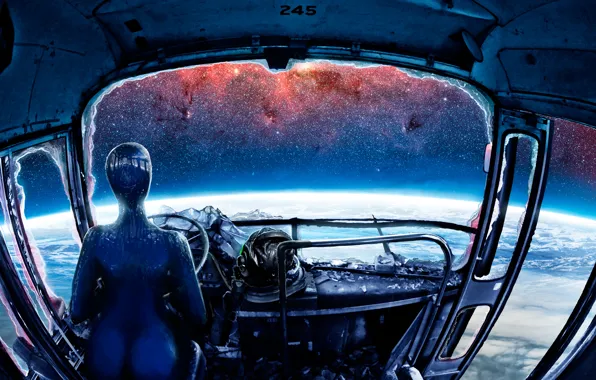 Picture space, fiction, earth, planet, art, Romantically Apocalyptic, alexiuss, Zee Captain