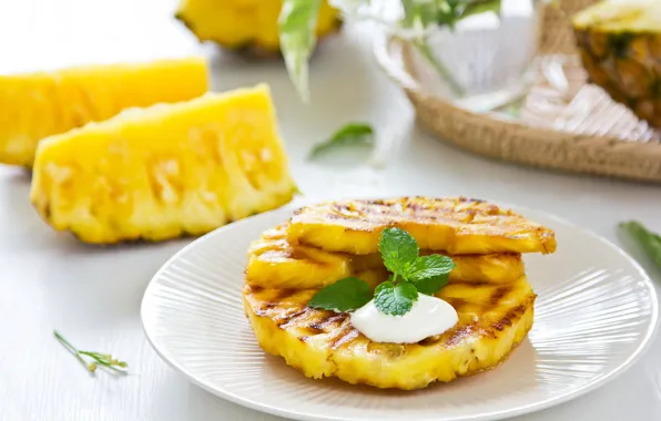 Picture plate, pineapple, dessert, fried