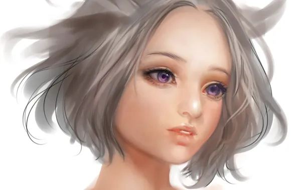 Eyes, girl, face, anime, art, neck, airspace