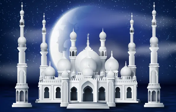 The city, background, the moon
