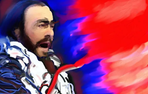 Music, painting, singer, Luciano Pavarotti, tenor