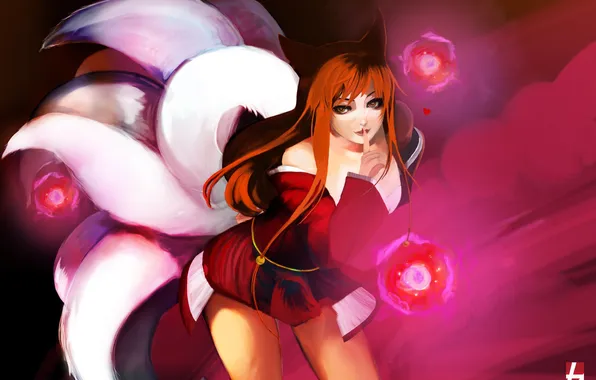 Picture look, girl, smile, magic, gesture, art, Fox, tails