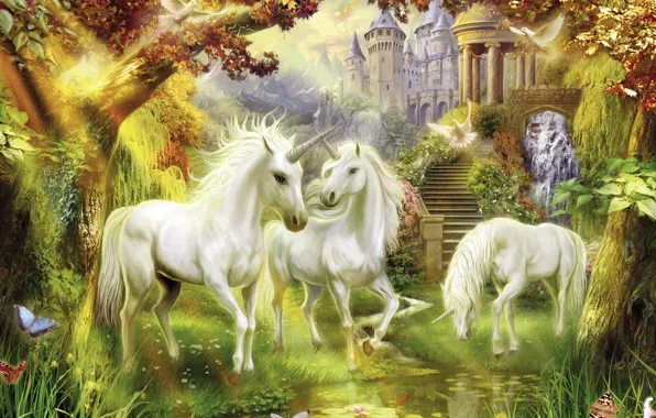 Fiction, horse, unicorn, Thomas Kinkade