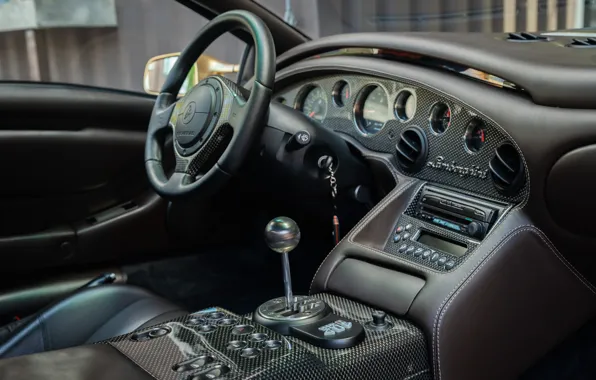 Picture Lamborghini, Diablo, car interior, inside a car, Lamborghini Diablo VT 6.0 SE