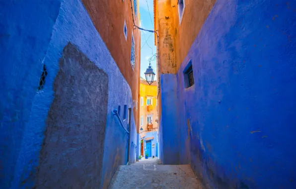 Home, street, Morocco, Chefchaouene