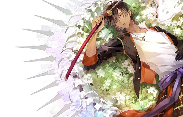 Sword, anime, art, guy, Touken Ranbu, Touken ranbu, Dance Of Swords