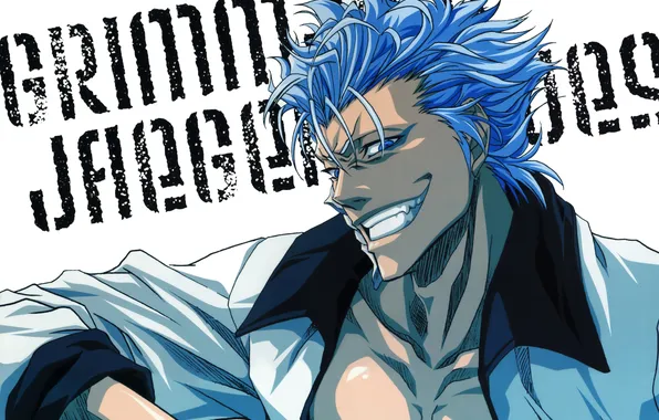 Picture Bleach, blue, smile, anime, face, hair, grimmjow, mask