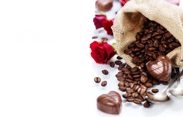 Picture photo, Chocolate, Grain, Coffee, Candy, Roses, Food
