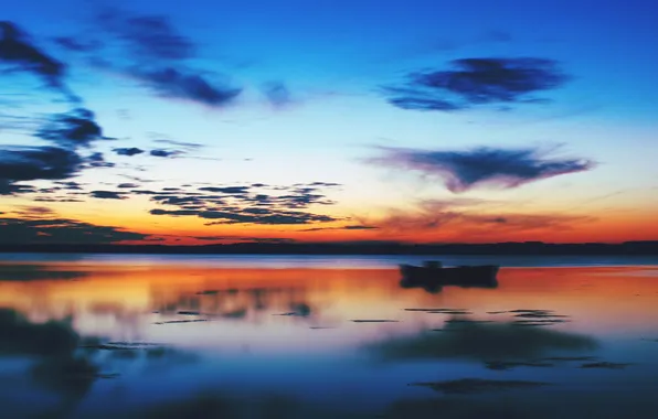 Picture the sky, lake, sunset