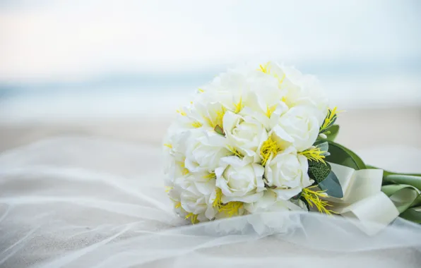 Picture roses, bouquet, white, wedding, roses, wedding, bouquets