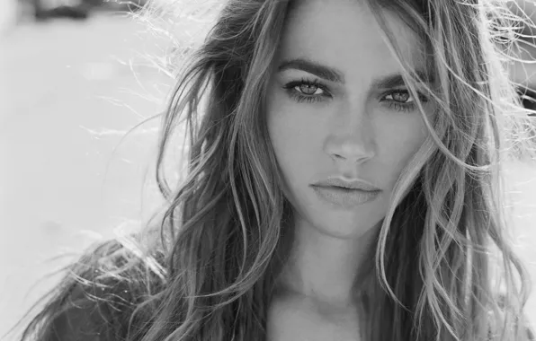 Look, girl, face, actress, Denise Richards, black and white, Denis Richards