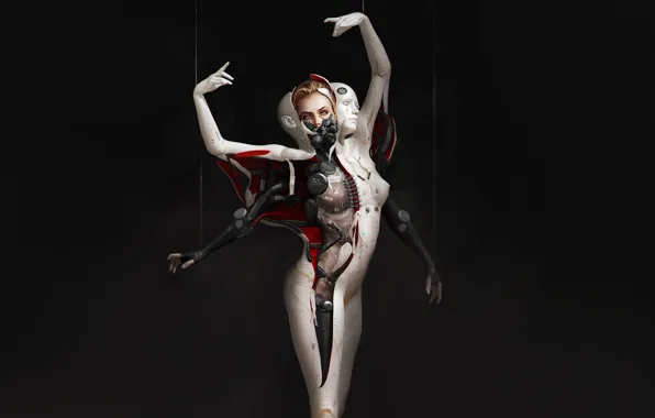 Girl, Minimalism, Style, Girl, Costume, Mask, Fantasy, Art