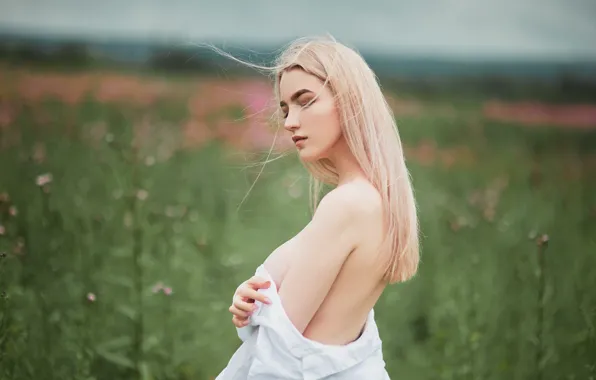 Chest, hair, Girl, Sergey Yakubitskiy