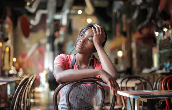 Picture black, bar, chair, cafe, african, business, bored, Coffee