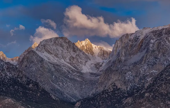 The sky, clouds, snow, mountains, tops