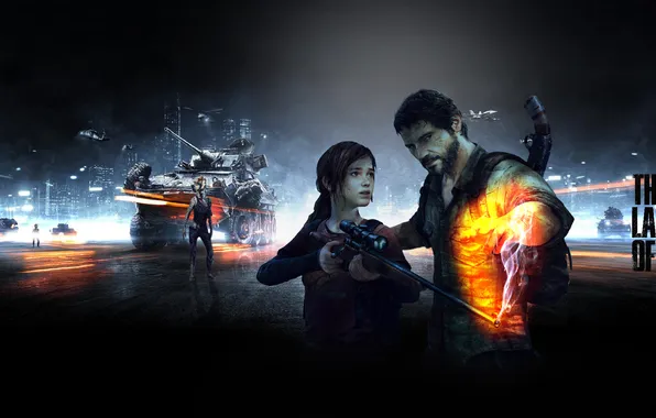 Weapons, the game, man, girl, tank, Ellie, the gun, game