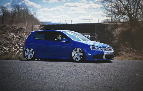 Picture blue, tuning, volkswagen, profile, Golf, R32, golf, gti