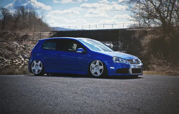 Blue, tuning, volkswagen, profile, Golf, R32, golf, gti