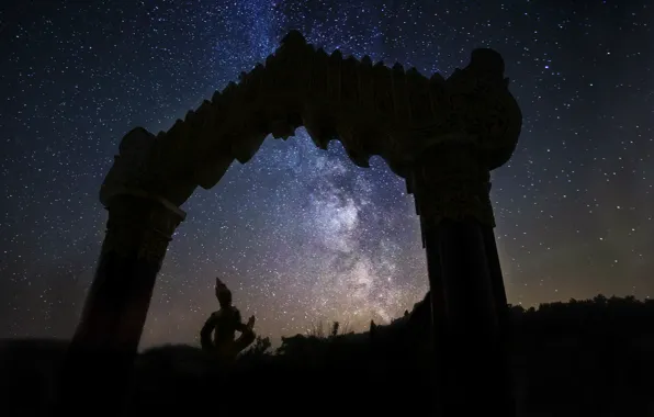 Space, stars, space, arch, the milky way