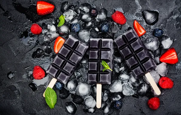 Picture ice, berries, ice cream, chocolate