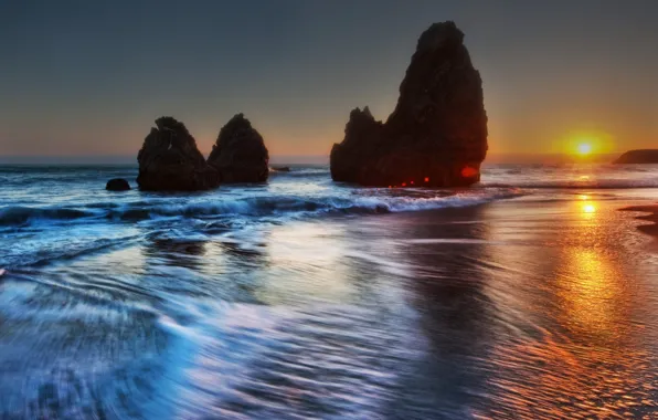 Sea, sunset, the evening