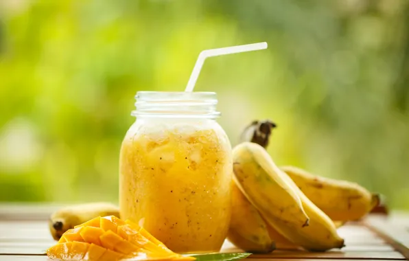 Picture tube, bananas, mango, Board, blur, smoothies, drink, Bank