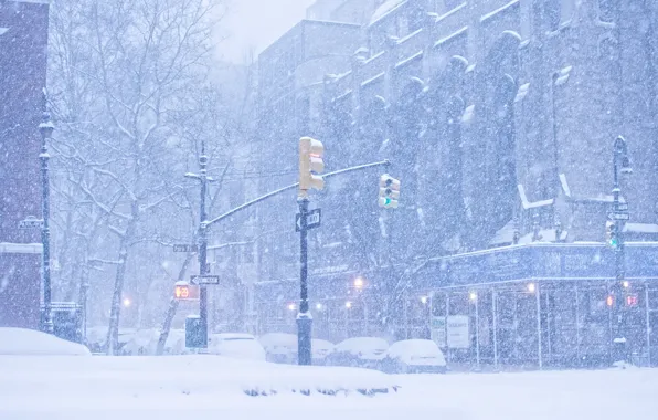 Winter, the city, New York, Snowfall, "Johnson"