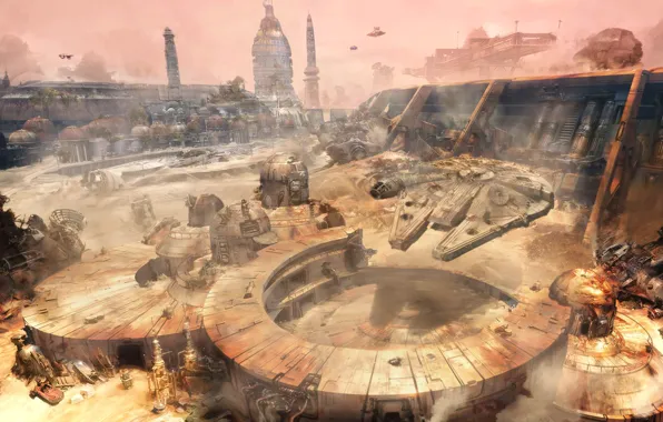 The city, ships, dust, Renegade Squadron, Star Wars Battlefront