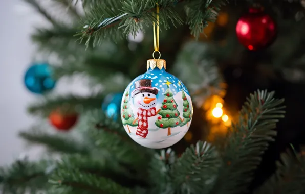 Picture decoration, balls, tree, New Year, Christmas, new year, happy, Christmas